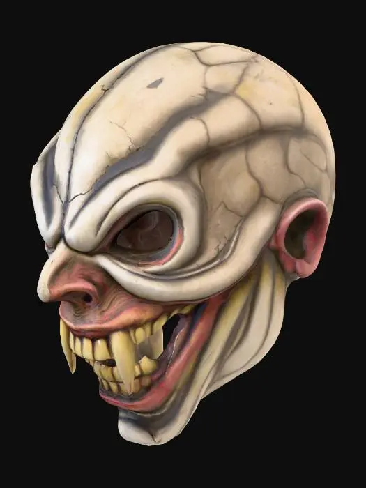 3D model for eine böse Gesichtsmaske, grinsend und gruselig, #PBR#