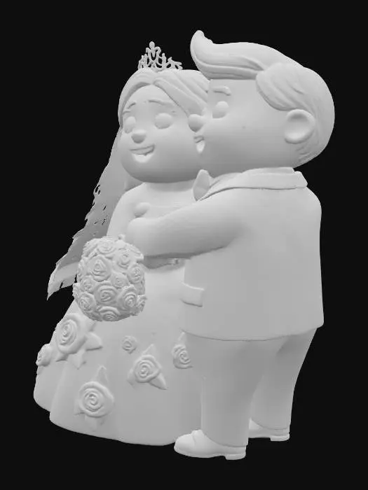 3D model for Cartoonstyle Hochzeitspaar halten sich an den Händen gegenüberstehend 'PBR#