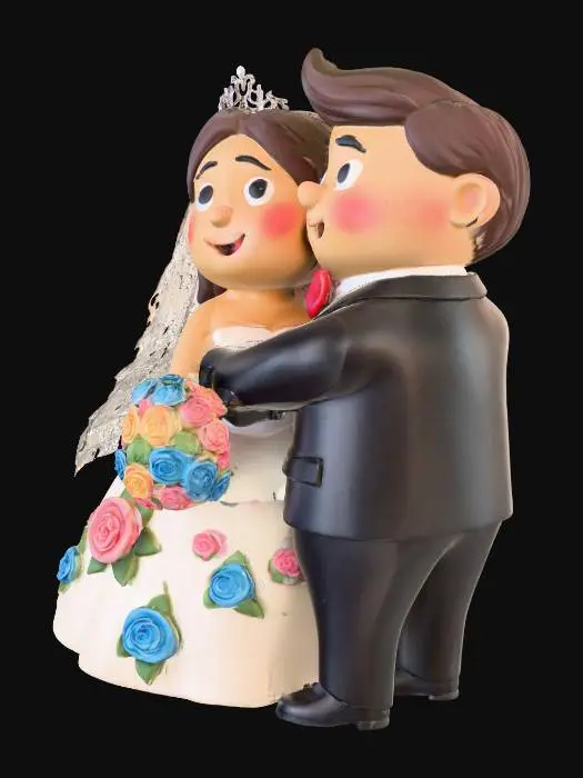 3D model for Cartoonstyle Hochzeitspaar halten sich an den Händen gegenüberstehend 'PBR#