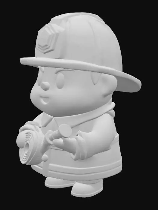 3D model for ein kleiner Feuerwehrmann im Manga-Style mit wenig Details