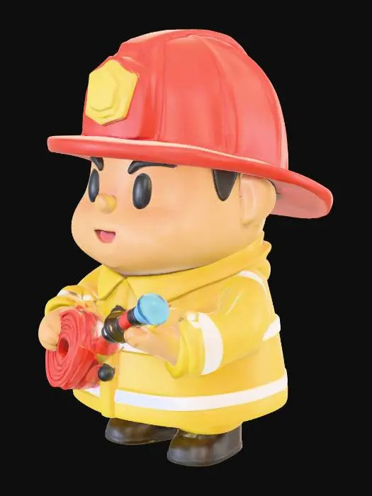 3D model for ein kleiner Feuerwehrmann im Manga-Style mit wenig Details