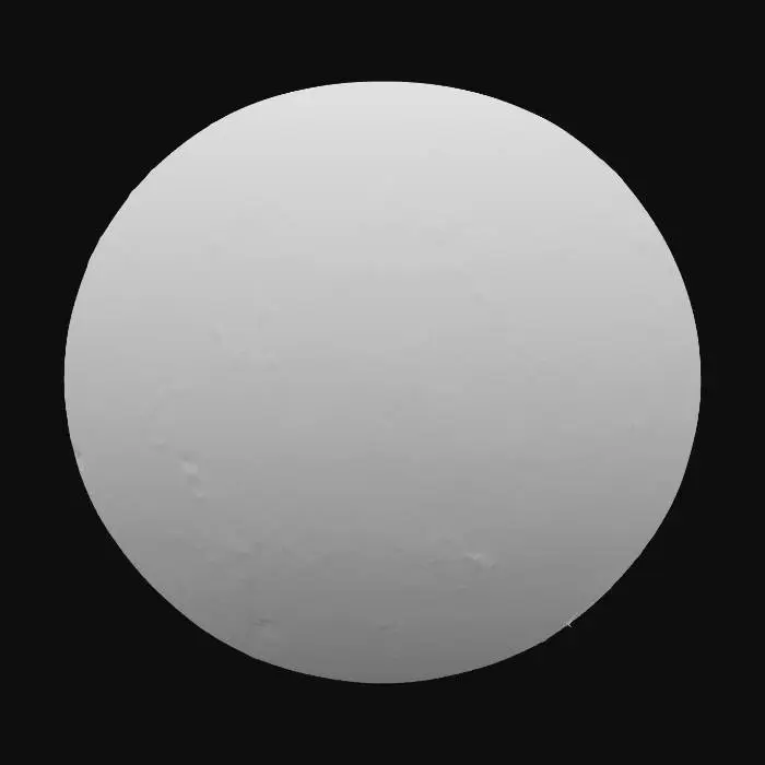 3D model for der Planet Sonne mit leichten Eruptionen, Farben von weis über gelb hin zu rot und braun, Standmodell