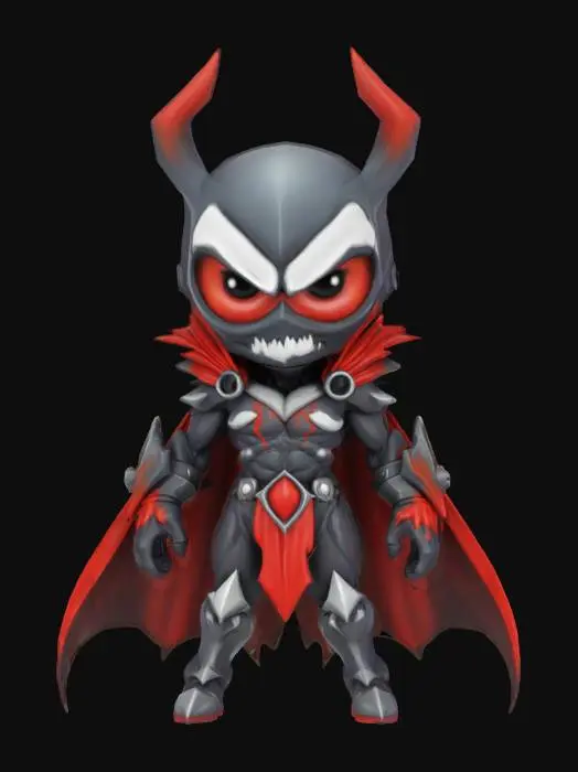 3D model for A world of warcarft Spawn from Image comics chibi stylized art style. dynamic pose. Highly stylized, dnd miniature , 