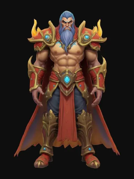 3D model for A world of warcarft  character from the Soul Saga comic series,  stylized art style. dynamic pose. Highly stylized, dnd miniature,  