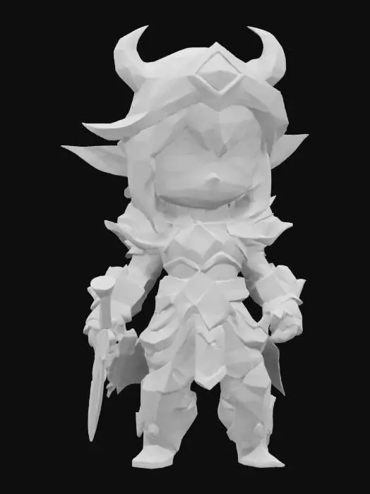 3D model for A world of warcarft  Aries from the Soul Saga comic series, chibi style, stylized art style. dynamic pose. Highly stylized, dnd miniature,  