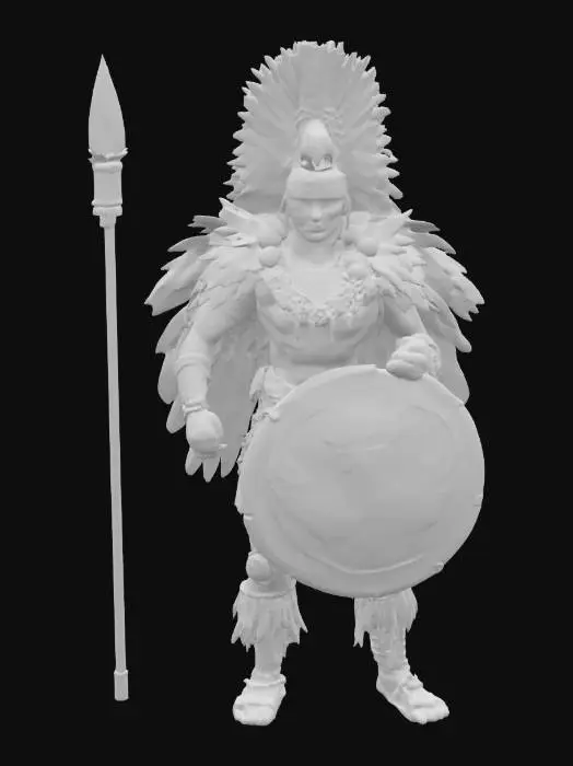 3D model for A world of warcarft  Aztec Eagle Warrior Male character from the Soul Saga comic series, stylized art style. dynamic pose. Highly stylized, dnd miniature,   , #AroundTheWorld#