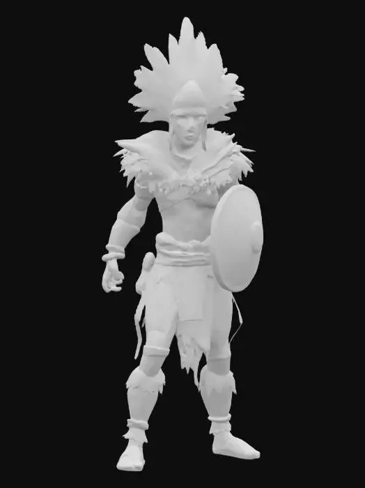 3D model for A world of warcarft  Aztec Eagle Warrior Male character from the Soul Saga comic series, stylized art style. dynamic pose. Highly stylized, dnd miniature,   , #AroundTheWorld#