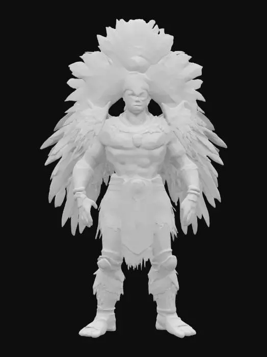 3D model for A world of warcarft  Aztec Eagle Warrior Male character from the Soul Saga comic series, stylized art style. dynamic pose. Highly stylized, dnd miniature,   #AroundTheWorld#