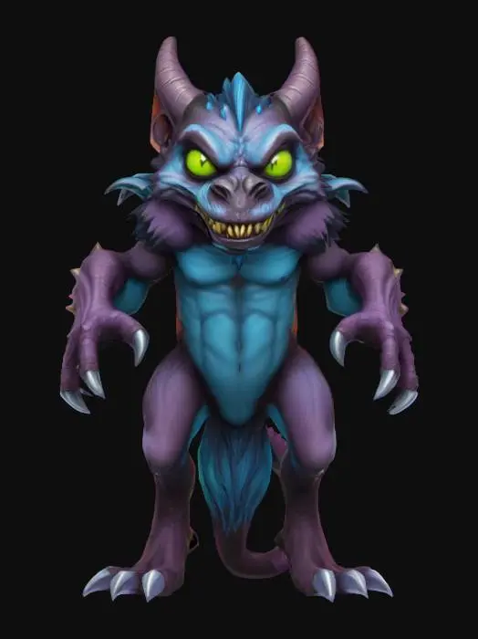 3D model for A world of warcarft  chupacabra character from the Soul Saga comic series, stylized art style. dynamic pose. Highly stylized, dnd miniature,   , #AroundTheWorld#