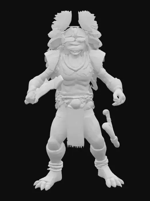 3D model for A world of warcarft  Aztec jaguar Warrior Male character from the Soul Saga comic series, stylized art style. dynamic pose. Highly stylized, dnd miniature,   #AroundTheWorld#