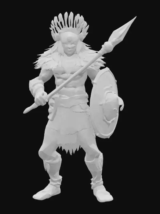 3D model for A world of warcarft  Aztec jaguar Warrior Male character from the Soul Saga comic series, stylized art style. dynamic pose. Highly stylized, dnd miniature, jaguar skin armor,   #AroundTheWorld#