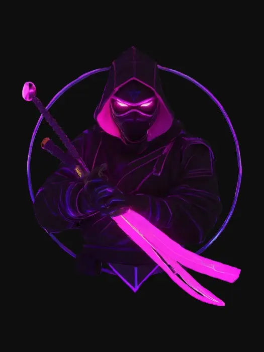 3D model for A high tech synthwave ninja emblem , has glowing tech aspects , #emblem#