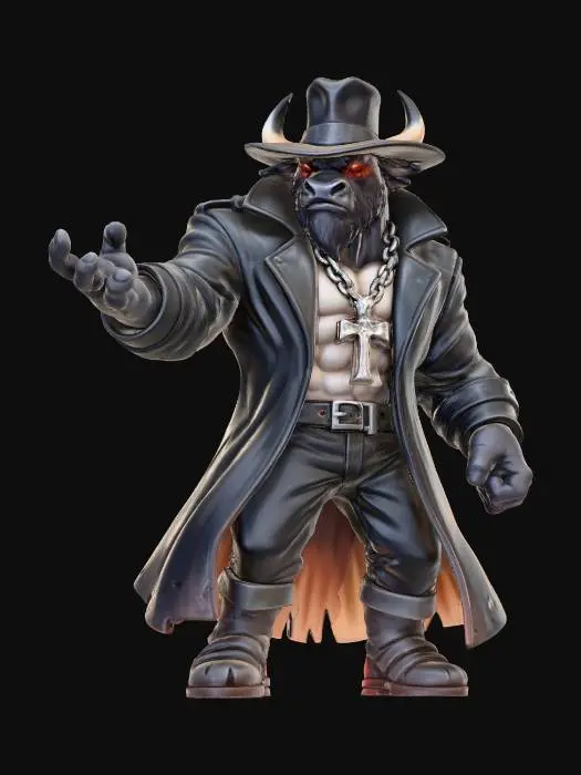 3D model for A Bison as The Undertaker from WWF drawn Blizzard games