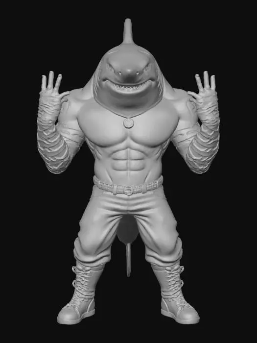 3D model for A shark as the jeff Hardy from WWF drawn Blizzard games, he has mesh arm bands and black wrestler boots, baggy black pants