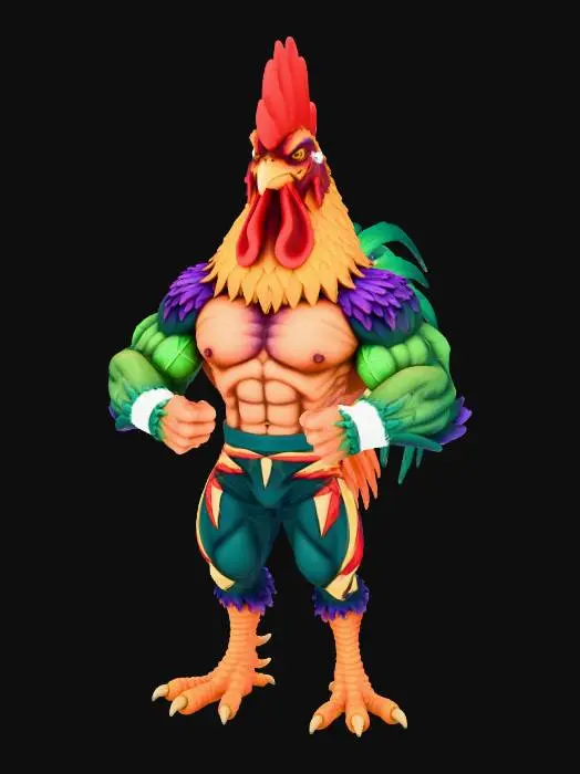3D model for A rooster as the Eddie Guerrero from WWF drawn Blizzard games,