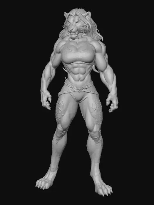 3D model for A female lioness as Chyna from WWF drawn Blizzard games,