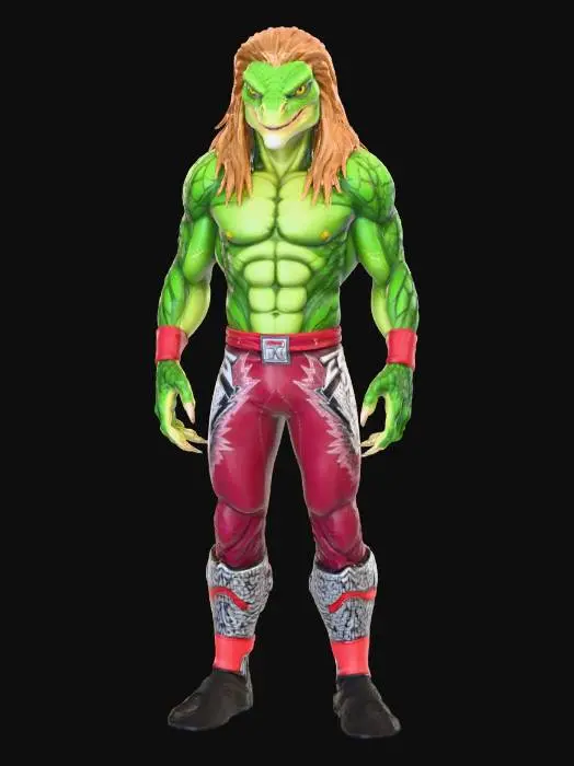 3D model for A lizard as the Edge from WWF drawn Blizzard games,  he has long blonde hair,