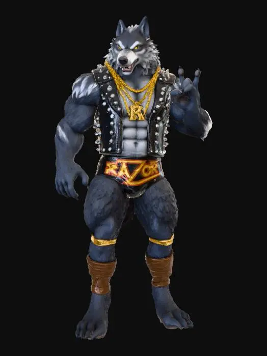 3D model for A wolf as the Razor Ramon from WWF drawn Blizzard games,