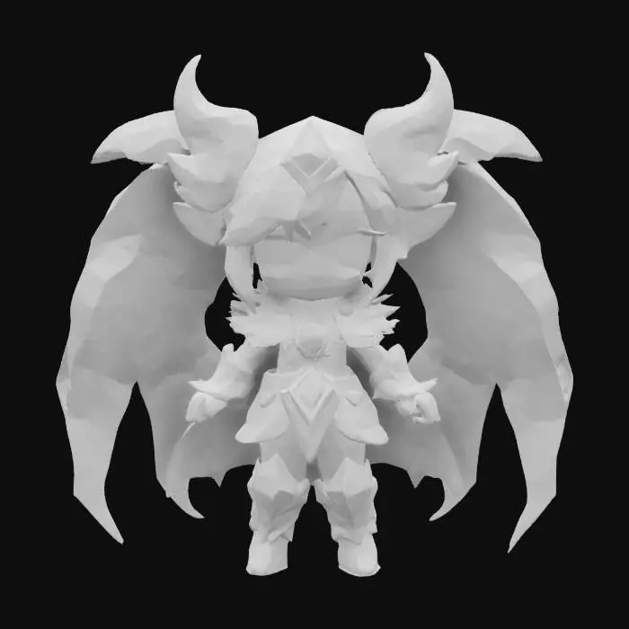 3D model for A world of warcarft  Aries from the Soul Saga comic series, chibi style, stylized art style. dynamic pose. Highly stylized, dnd miniature,  