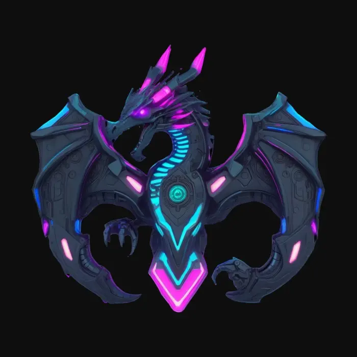 3D model for A cyberpunk tech dragon emblem with glowing and high tech mechanical elements #emblem#
