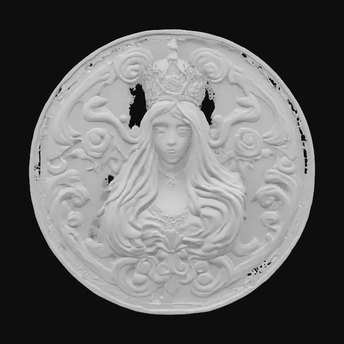 3D model for A black and white marble emblem for Brian pulido’s Lady Death, super detailed, stunning design, regal and elegant , #emblem#