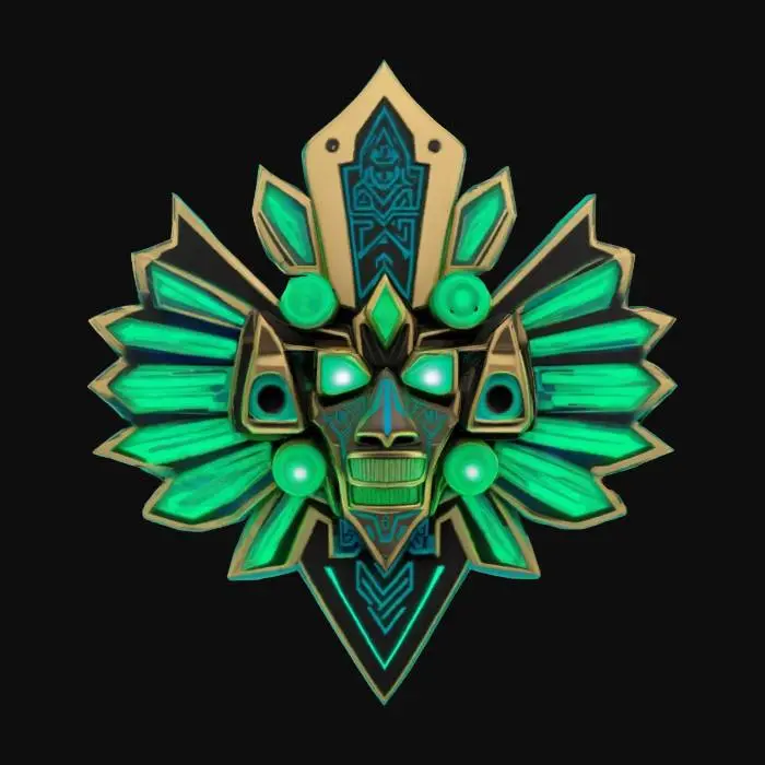 3D model for A high tech aztec emblem, it has glowing tech aspects , #emblem#