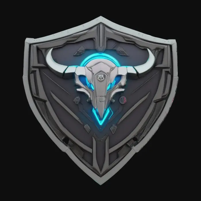 3D model for A cyberpunk space marine emblem designed by Lamborghini, has glowing tech aspects , #emblem#