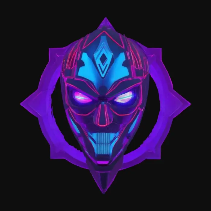 3D model for A high tech synthwave ninja emblem , has glowing tech aspects , #emblem#