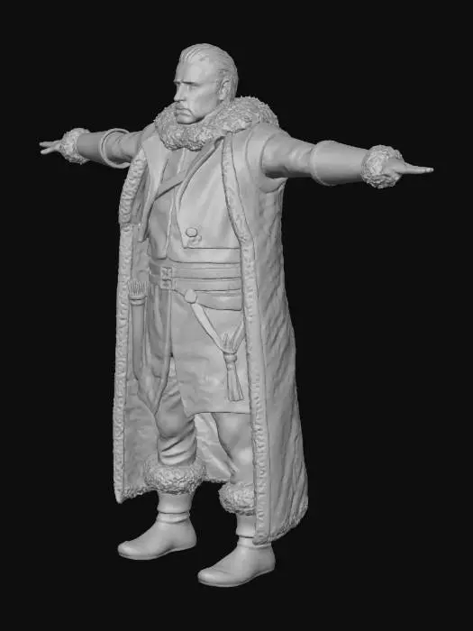 3D model for Old medieval man, normal size human. Hunter, lumberjack, mediumly fat