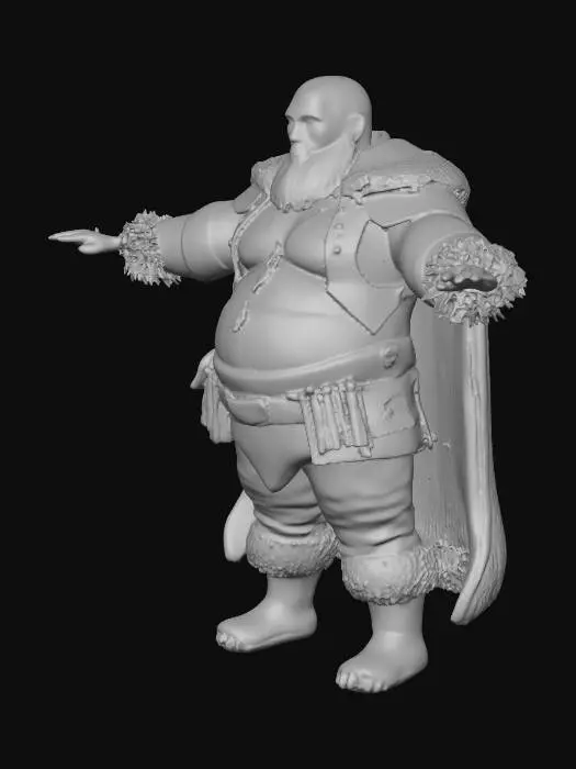 3D model for Old medieval man, normal size human. Hunter, lumberjack, mediumly fat. relaxed outfit for medieval cabin in the woods