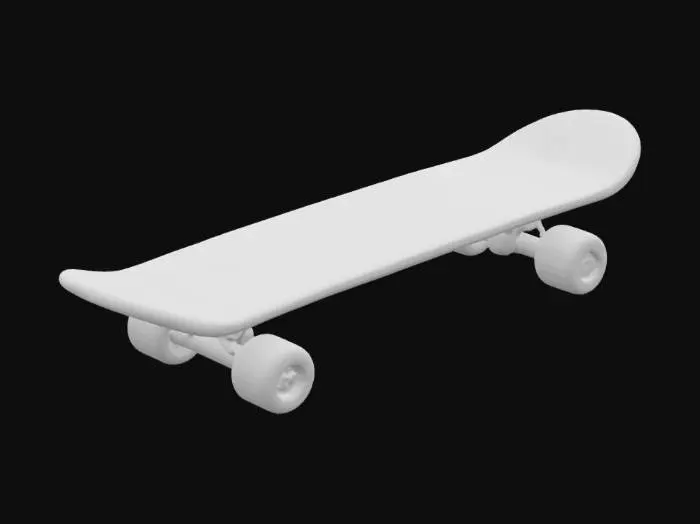 3D model for a skateboard. old school. 80s. Vaporwave aesthetic. neon wheels.