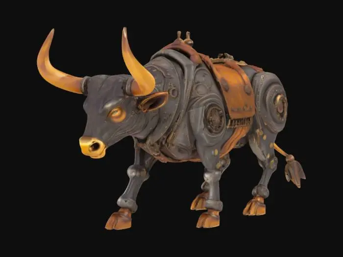 3D model for mechanical steampunk rodeo bull, #AroundTheWorld#