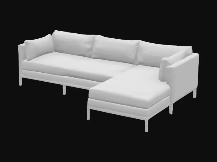 3D model for Modern Gray Sectional Sofa