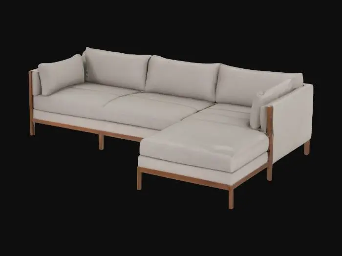 3D model for Modern Gray Sectional Sofa