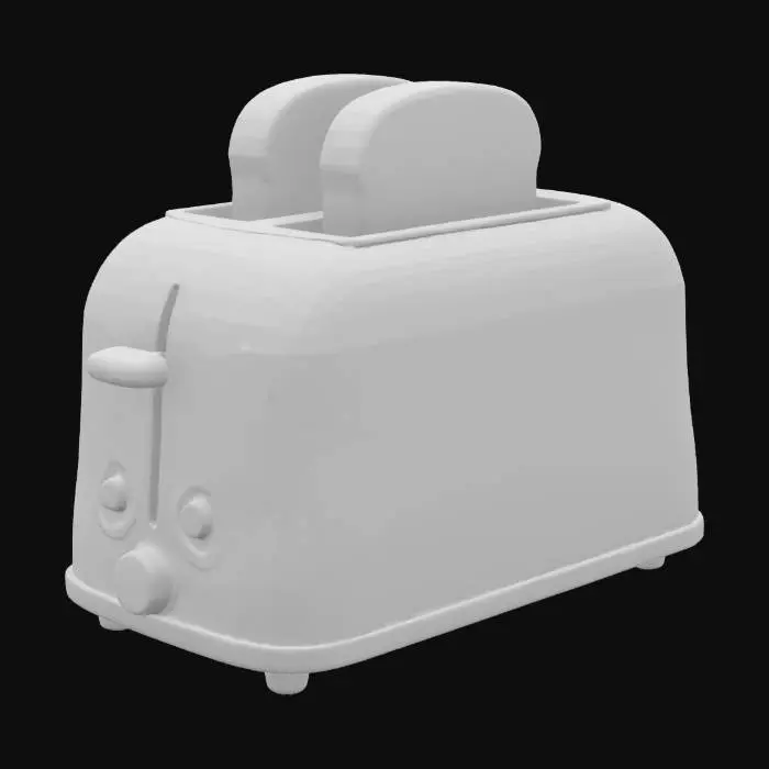 3D model for A brand new toaster for a modern kitchen. Clean blue color. For three slices of bread