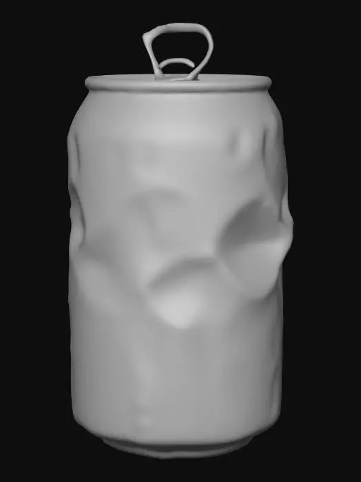 3D model for the object is a soda can from the 1990s thats been opened and crinkled