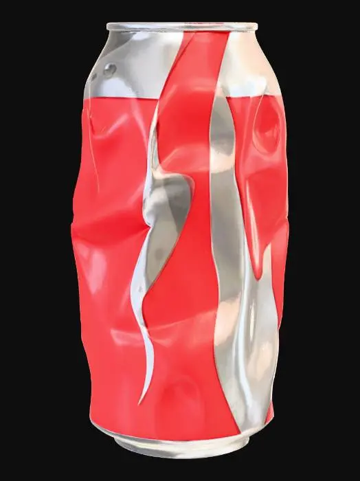 3D model for the object is a soda can from the 1990s thats been opened and crinkled