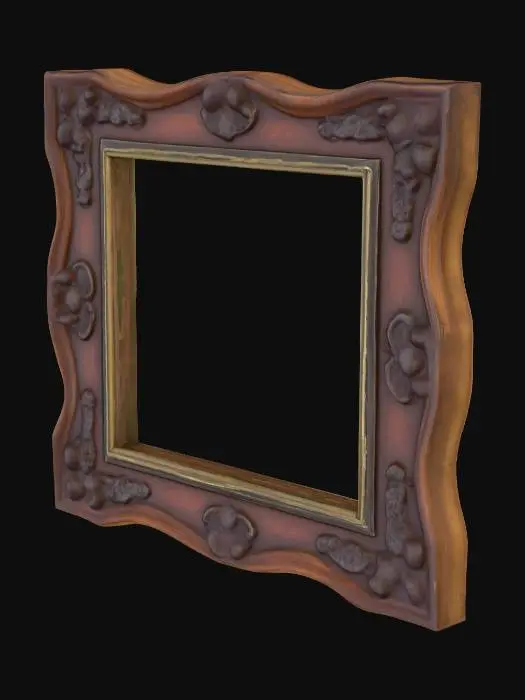 3D model for the object is a picture frame with an old wooden outer edge
