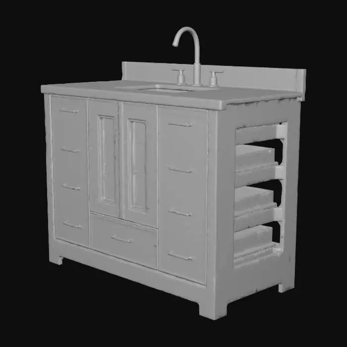 3D model for the object is a laundry sink white with a faucet