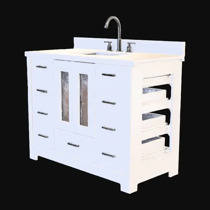3D model for the object is a laundry sink white with a faucet