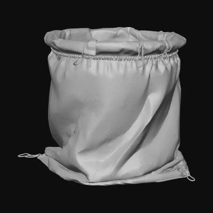 3D model for the object is a dirty laundry hamper that is empty