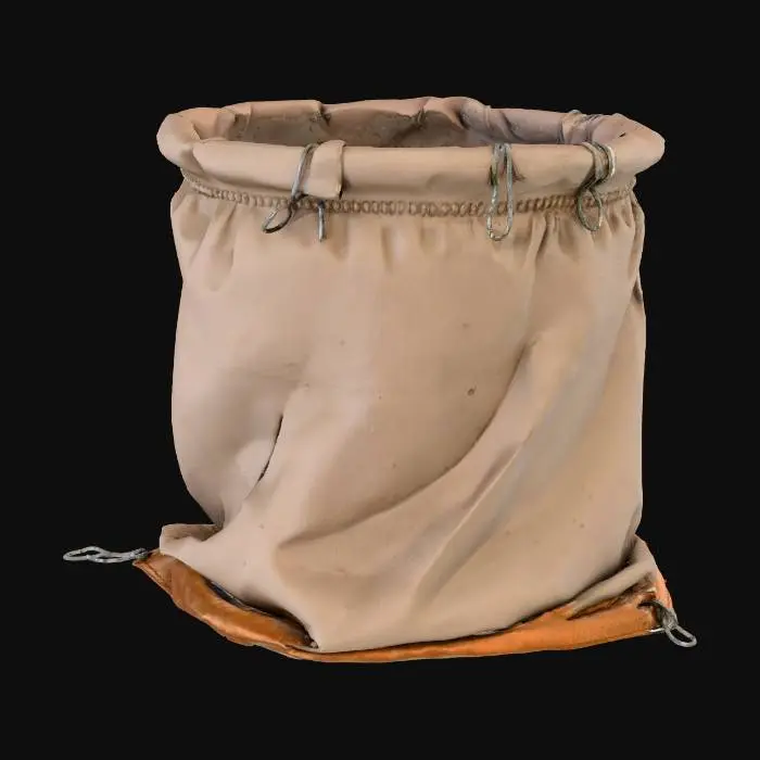 3D model for the object is a dirty laundry hamper that is empty