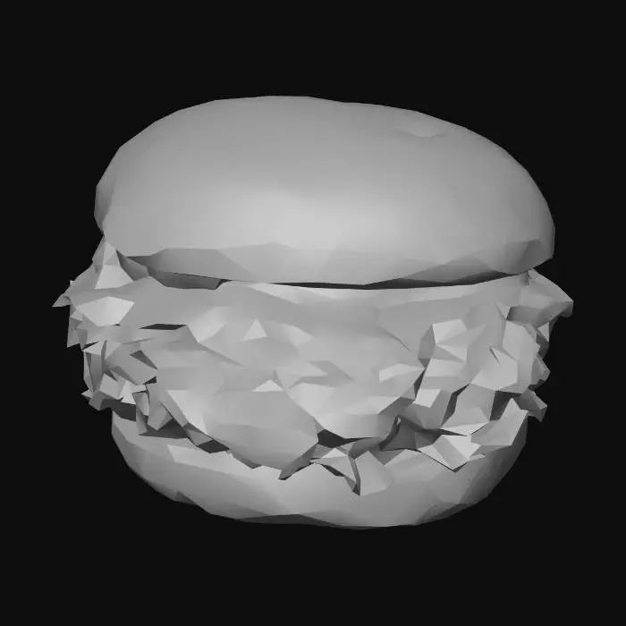3D model for the object is a fried chicken sandwich with lettuce