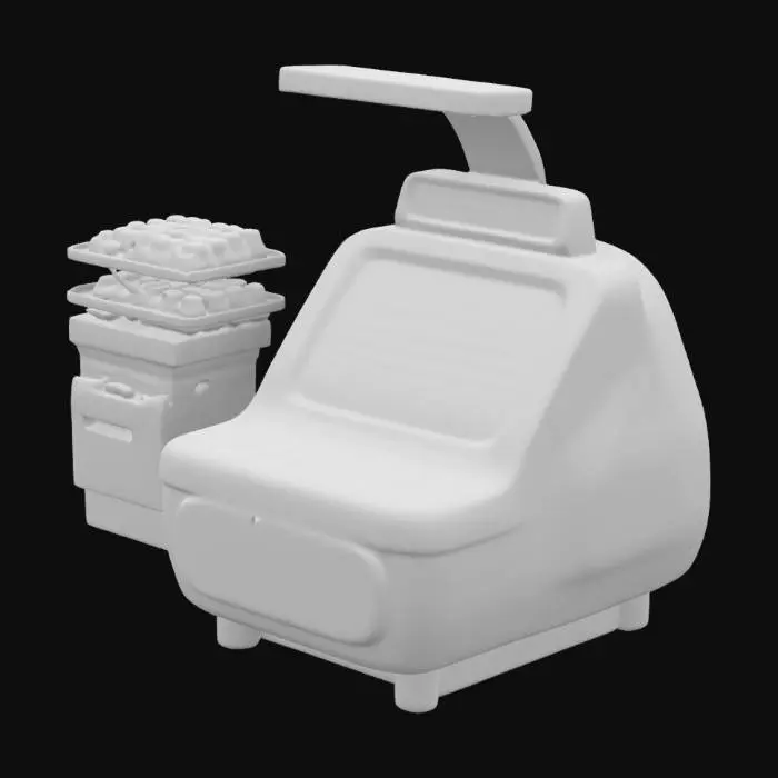 3D model for Ein stilisierter Supermarkt-Kassenautomat.