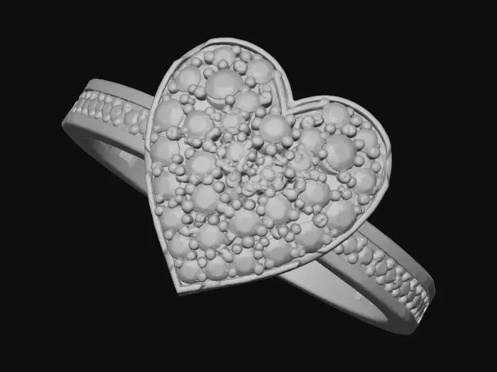 3D model for gold and diamond heart ring