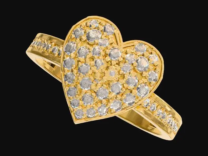 3D model for gold and diamond heart ring