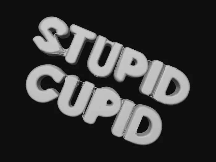 3D model for the words STUPID CUPID