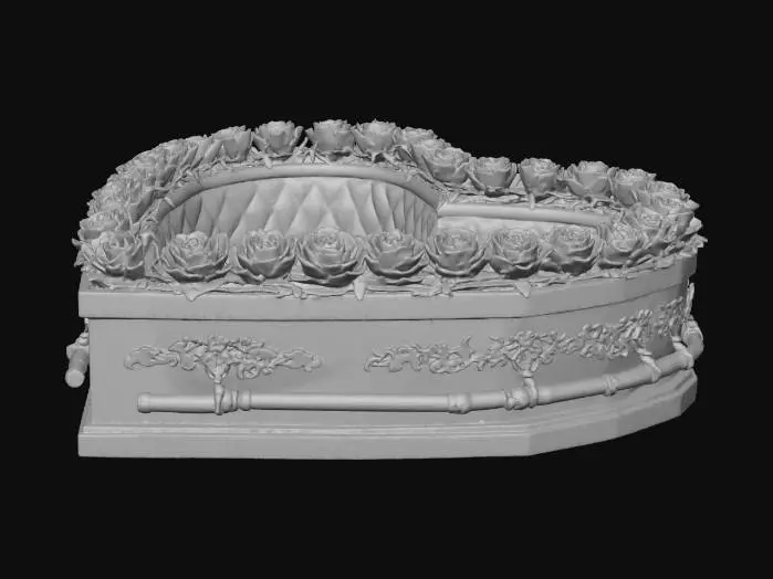 3D model for HEART SHAPED COFFIN DECORATED IN BLACK ROSES