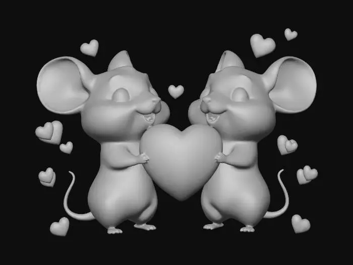 3D model for Adorable mouse valentines.