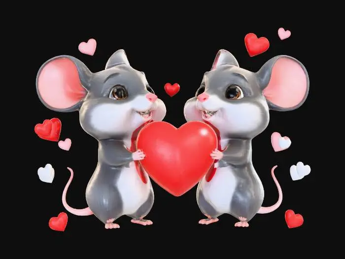3D model for Adorable mouse valentines.